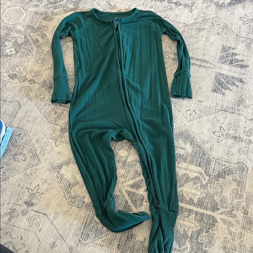 Little Sleepies Teal Ribbed Footie
